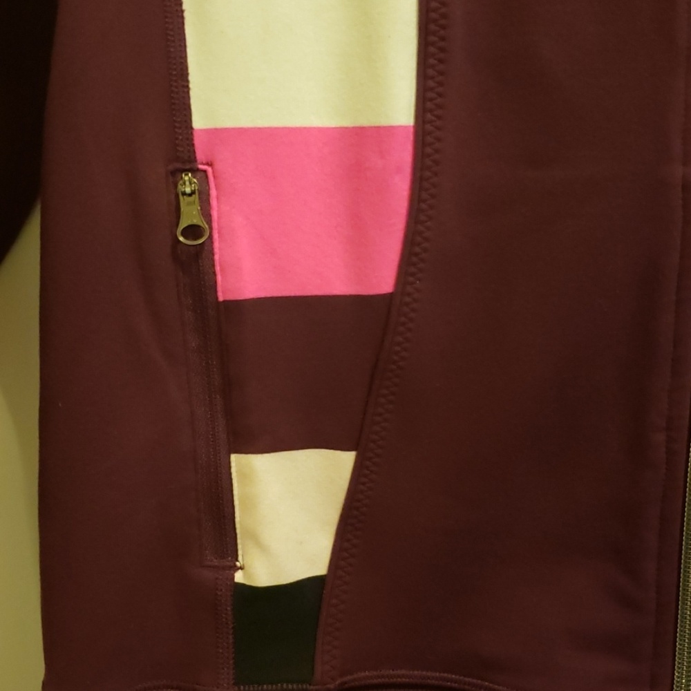 Lululemon in-stride long jacket- burgundy w/ pink & black - Picture 3 of 7